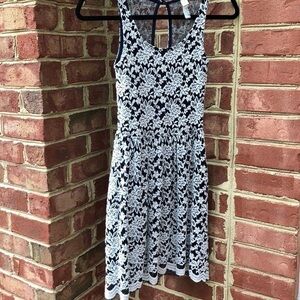 Made in the USA navy & beige lace skater dress